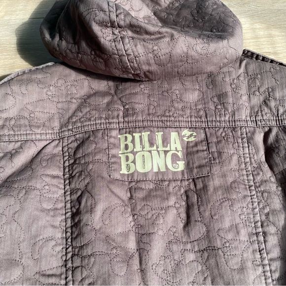 Y2K Billabong women’s fall / winter coat chocolate quilted faux fur collar - Picture 7 of 11